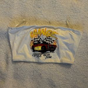 Graphic Racer Cropped Tube Top